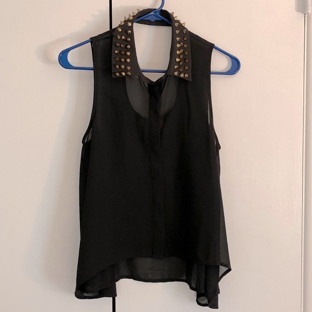 Forever 21 Sleeveless Blouse with Studded Collar